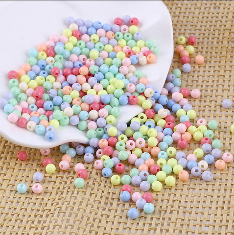 Cuentas acrílicas de caramelo para fabricación de joyas, abalorios redondos de 4mm, 28 colores, 300 Uds. ► Foto 1/6