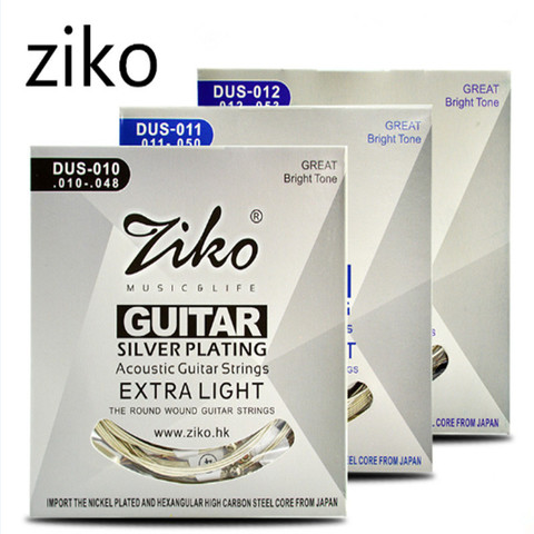 Juego de cuerdas de guitarra acústica Ziko 010 011 012 Chapado en plata 6 cuerdas para piezas de guitarra acústica instrumentos musicales ► Foto 1/6