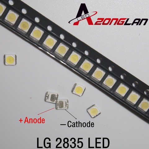 50 unids/lote 3528, 2835 3V SMD LED de 1W LG blanco frío 100LM para TV/retroiluminación LCD ► Foto 1/3