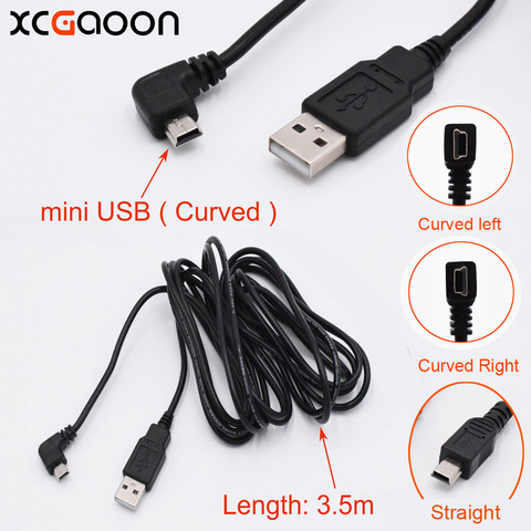 XCGaoon-Carga de coche curvada de Cable mini USB para cámara de coche, grabador de vídeo DVR, GPS, PAD, etc., Cable de largo de 3,5 m (11,48 pies) ► Foto 1/6