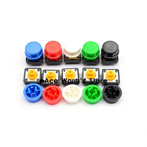 20 piezas táctil interruptor de botón de empuje momentáneo 12*12*7,3 MM Micro interruptor de botón (+ 20 piezas 5 colores tacto PAC) ► Foto 1/1