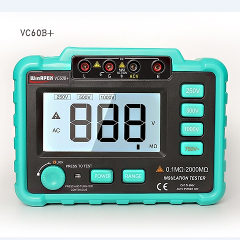 Medidor de resistencia Aislamiento digital VC60B + Megohm Megohmmeter probador de impedancia de resistencia a tierra DC250V/1000 V ► Foto 1/6