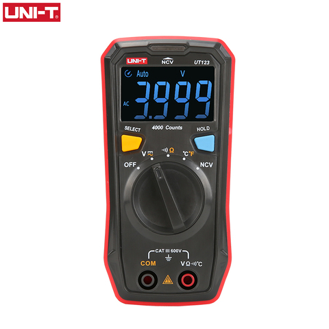 UNI-T multímetro Digital de rango automático, probador de temperatura UT123, voltímetro CA CC, voltímetro de bolsillo, amperio ohmios ► Foto 1/6