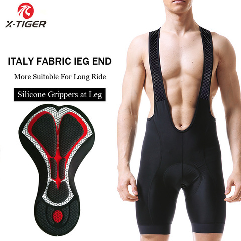 X-TIGER Pro carrera de ciclismo pantalones cortos con 5 cm Italia pinzas ligero babero pantalón de alta densidad 5D GEL Pad por mucho tiempo en ► Foto 1/6