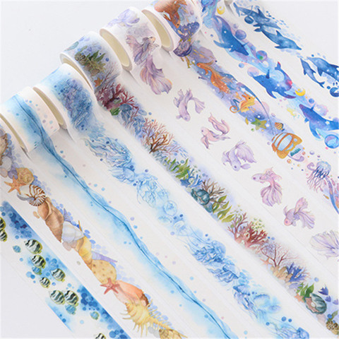 Cinta Washi de concha de ballena y mar de 30 mm x 5 m para envoltorio de regalo para DIY, cinta adhesiva de papel artesanal ► Foto 1/5