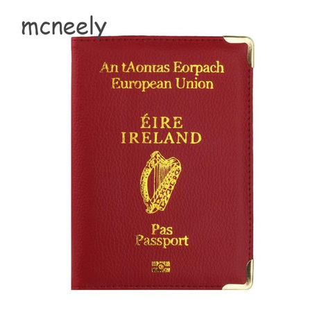 Gran oferta Irlanda pasaporte de viaje titular caso Protector para Irlanda cuero pasaporte de la cubierta y de negocios de tarjeta de crédito funda, soporte ► Foto 1/6