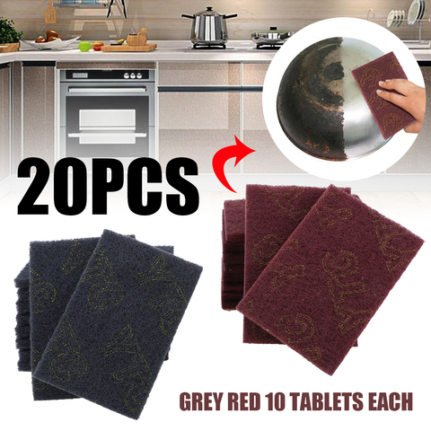 Almohadillas para lijar y lijar, 20 piezas de mano para limpieza industrial de cocina, gris/rojo ► Foto 1/6