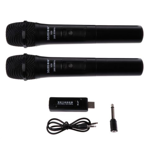 UHF, USB, 3,5mm, 6,35mm, micrófono inalámbrico de mano megáfono con receptor PARA Karaoke, altavoz de voz ► Foto 1/6