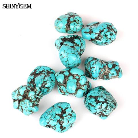 ShinyGem-Cuentas de piedra Natural para fabricación de joyas, abalorios irregulares de 20-25mm, turquesas verdes azules, con patrón Real sólido, turquesas, DIY, 3 piezas ► Foto 1/6