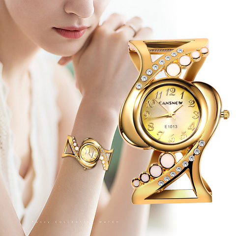 Reloj de pulsera especial de moda para mujer, reloj de pulsera de cristal de cuarzo de lujo con diamantes de imitación para mujer, reloj femenino ► Foto 1/6