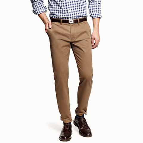 Pantalones Chinos a medida para Hombre, ropa de calle con ajuste, color marrón oscuro, caqui, Chino ► Foto 1/5