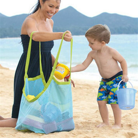 Bolso de playa para bebé, bandolera de malla de gran tamaño para mujer y niño, bolsa de almacenamiento para herramientas de juguete, bolso de hombro ► Foto 1/5