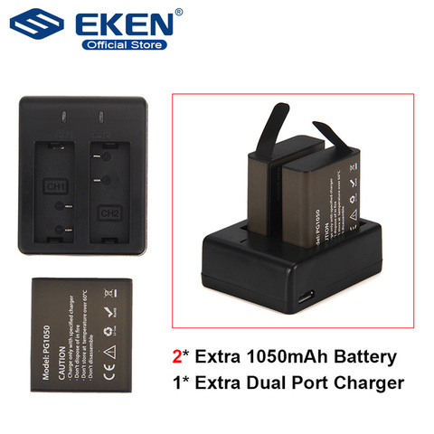 Batería Para Cámara de Acción, cargador Dual y cable USB para EKEN H9 H9R H3 H3R H8PRO H8R H8 pro V8S SJ4000 SJ5000 ► Foto 1/6