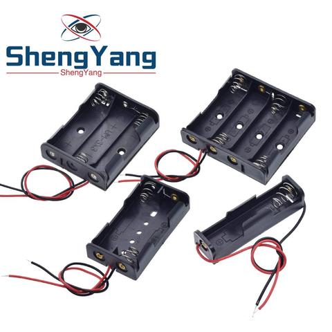 ShengYang-caja de almacenamiento de baterías Tamaño AA, 1 unidad, 5 cables con 1, 2, 3, 4 ranuras, bolsa contenedor, carga de baterías estándar ► Foto 1/5