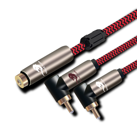 Cable de Audio Mini Jack hembra a 3,5mm 2 RCA para amplificador de altavoz Decorder doble ángulo RCA a 3,5 Cable chapado en oro 1M 2M 3M 5M ► Foto 1/4