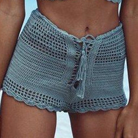 Pantalones cortos de cintura alta para playa, bikini sexy, crochet, bohemio, 11 colores ► Foto 1/6
