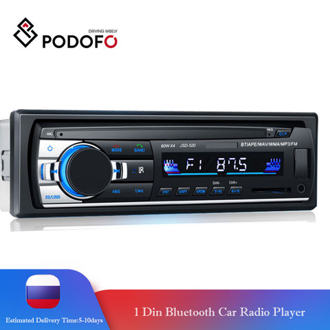 Podofo-autorradio estéreo con Bluetooth para coche, receptor de entrada Aux, FM, SD, USB, JSD-520, 12V, en tablero, reproductor Multimedia MP3, 1 din ► Foto 1/6