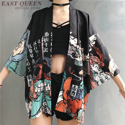Kimono japonés Cárdigan para mujer, camisa Cosplay, blusa para mujer, Yukata japonesa, Kimono de playa para verano FF1126, 2022 ► Foto 1/6