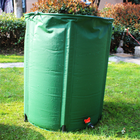 Barril de lluvia plegable de 225L, tanque fuerte de PVC para recolección de agua de lluvia, contenedor de agua de jardín ► Foto 1/6