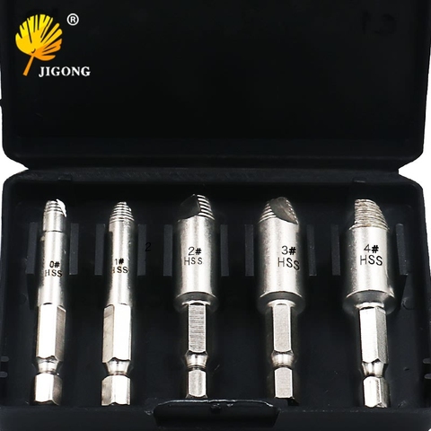 JIGONG 5Pcs Damaged Screw Remover 1/4