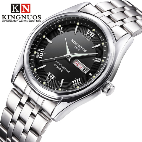 Hombres relojes 2022 marca nueva Kingnuos acero impermeable Reloj de cuarzo para hombres Saat fecha semana Display luminoso hora Reloj Hombre ► Foto 1/6