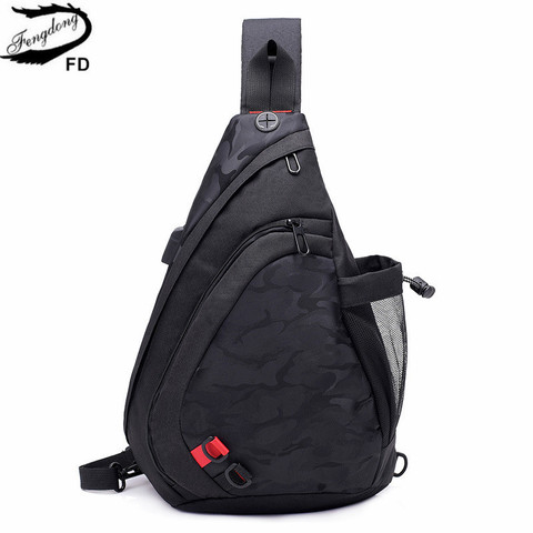 FengDong impermeable de tela para hombre bandolera pequeño negro camuflaje sling chest bag one bolsos de bandolera para hombre mochila daypack ► Foto 1/6