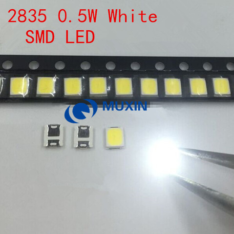 50 piezas 2835 LED 0,5 W blanco SMD/SMT de PLCC-2 2835 blanco 150Ma 50-65lm 6000-6500K 2835 diodos LED de alta potencia Ultra brillante SMD LED ► Foto 1/3