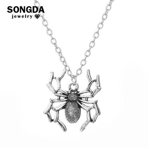 SONGDA nueva llegada minimalista araña collar con colgante Punk Rock de cadena de moda collar gargantilla gótica hombres mujeres Bijoux joyería ► Foto 1/3