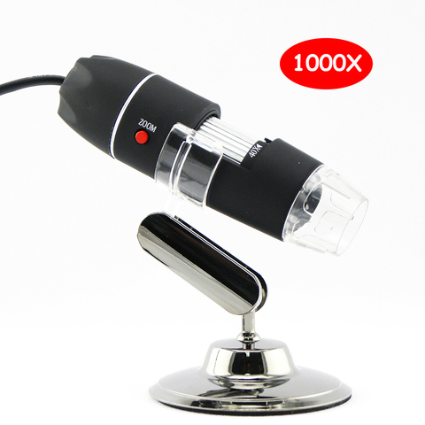 Microscopio digital HD con USB, cámara de vídeo, lupa + regla de calibración, 8 luces LED, 1000X ► Foto 1/6