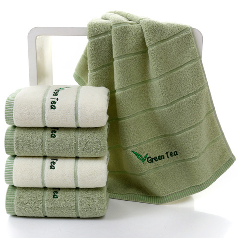 Toallas de algodón y té verde para adultos, toalla de mano suave a rayas para la cara, baño, Camping, Yoga, 2 unids/lote, novedad ► Foto 1/6