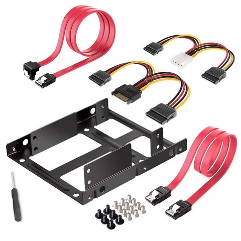 Kit de disco duro interno SSD de doble Soporte de montaje de disco duro de 3,5 a 2,5, Cables de disco duro de 2,5 a 3,5, bandeja caddy ► Foto 1/6