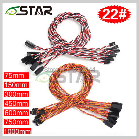 10 unids/lote 6 estrellas 22 # 22AWG 60 núcleos Futaba JR Anti-interferencia Servo trenzado de Cables de extensión longitud diferente envío gratuito ► Foto 1/5