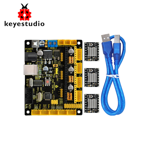 Keyestudio CNC V0.9A placa + 3 uds controlador 4988 W/disipador de calor + cable USB para arduino CNC/máquina de grabado láser/escribir robots GRBL ► Foto 1/6