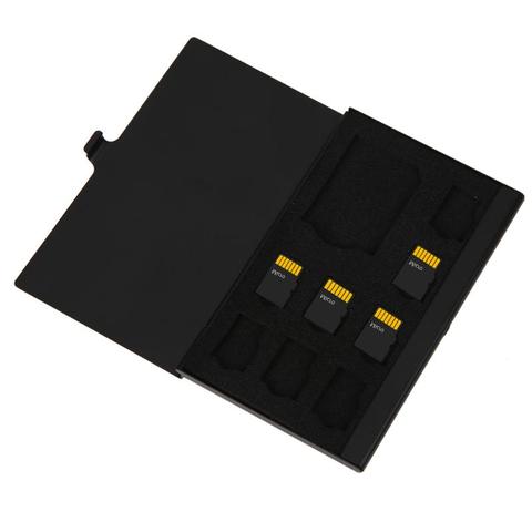 Portable Menmory Card Case Monolayer Aluminium 1SD + 8TF Micro SD tarjeta Pin caja de almacenamiento soporte tarjeta de memoria cajas de almacenamiento negro ► Foto 1/6