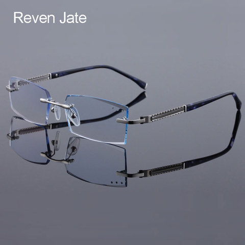 Reven bate-Gafas de titanio puro para hombre, anteojos sin montura, con marco de Gafas de hombre de corte de diamante, graduadas ópticas, a la moda ► Foto 1/6