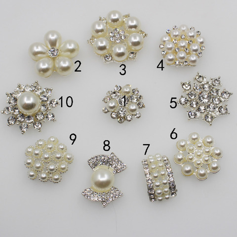 Botones de perlas de diamantes de imitación para decoración de boda, accesorios artesanales para álbum de recortes de ropa, bricolaje, 10 Uds., novedad ► Foto 1/6