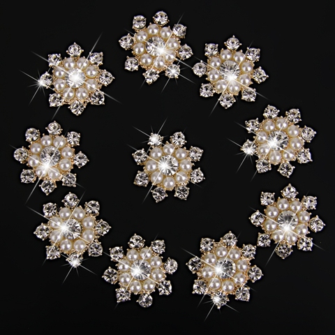 Nishine 5 uds Vintage decorativo de Metal botones de flor perla cristal centro de la aleación plana botones de diamantes de imitación suministros para manualidades Diy ► Foto 1/6