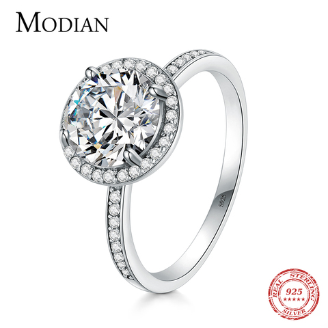 Modian-Anillo de Plata de Ley 925 con zirconia cúbica, joyería clásica, anillos de compromiso de boda ► Foto 1/5