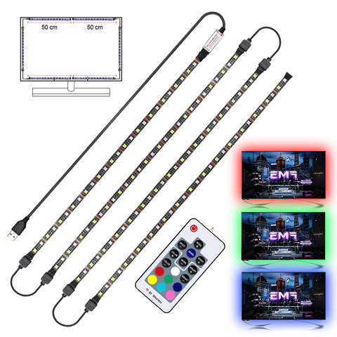 Tira de luces LED USB RGB + Blanca con mando a distancia RF IP20/IP65, tira de luz Flexible 5050 RGBW RGBWW TV, iluminación de fondo ► Foto 1/6