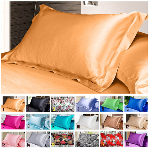 Funda de almohada de satén de seda, emulación pura, funda de almohada individual Multicolor, 48x74cm, 1 ud. ► Foto 1/5