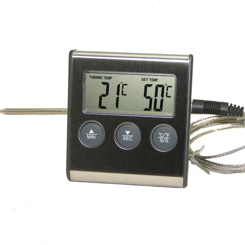 Digital termómetro de horno cocina cocinar asar carne barbacoa termómetro y temporizador agua leche vino líquido sonda de temperatura ► Foto 1/6