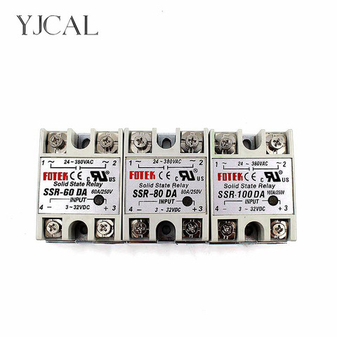 YJCAL Solid State Relay SSR-60DA SSR-80DA SSR-100DA 60A 80A 100A 3-32V DC TO 24-380V AC SSR 60DA 80DA 100DA ► Foto 1/6