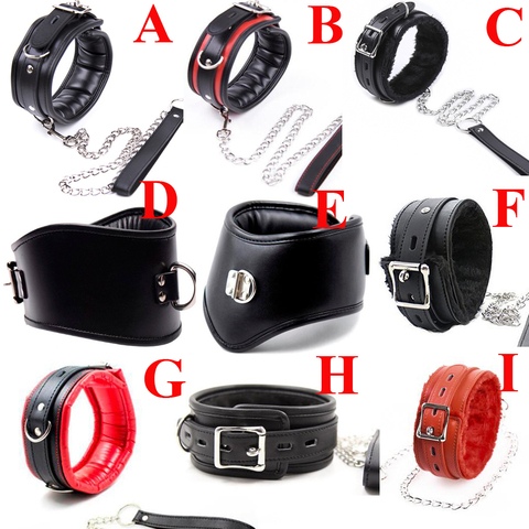 BDSM-Collar de cuero con cinturón de Bondage, Gargantilla suave acolchada, Juguetes sexuales eróticos para parejas ► Foto 1/6