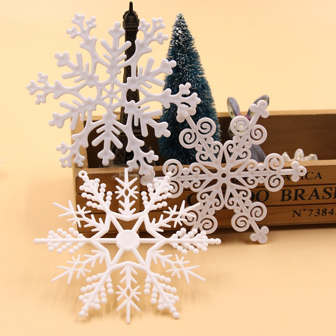 1 paquete DIY plástico blanco falso copos de nieve para el hogar fiesta de Navidad Año nuevo árbol de Navidad colgantes adornos decoración de ventana ► Foto 1/6