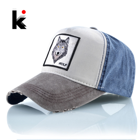 Gorra de béisbol Unisex hombres mujeres moda animales bordado Snapback sombrero Primavera Verano algodón lavado denim Hip Hop hueso Casquette ► Foto 1/6