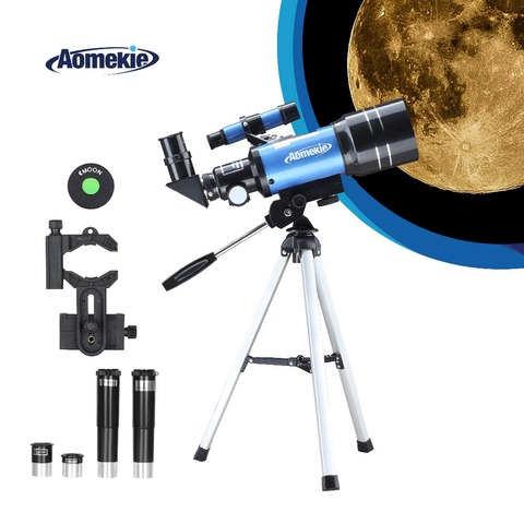 AOMEKIE-telescopio para principiantes con trípode adaptador de teléfono, ocular de montaje 1.5X, lente Barlow 3X para observación de la Luna, regalo para niños ► Foto 1/6