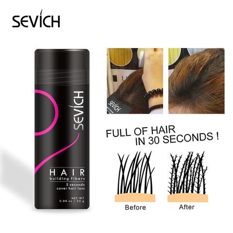 Sevich Multi-Colores 25g pérdida de cabello fibra de construcción fibras de cabello queratina Spray espesante fibras de construcción del pelo Pelo crecimiento polvos ► Foto 1/6