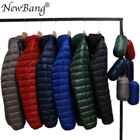 NewBang 6 colores delgada chaqueta hombres chaqueta de 90 chaqueta de plumón de pato chaqueta ultraligera con capucha al aire libre de Parka con bolsa ► Foto 1/6