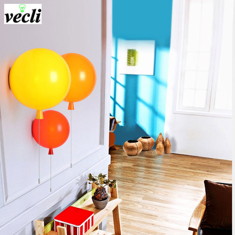 Colorido globo lámpara de pared, 20 cm acrílico de la moda moderna luz del dormitorio, niños habitación balcón pared sconce sujetador ► Foto 1/6