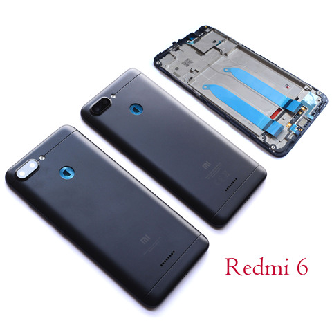 Cubierta trasera de batería para Xiaomi Redmi 6, reemplazo de carcasa de puerta trasera, reparación de piezas de repuesto + panel frontal de lente para Redmi6 ► Foto 1/6